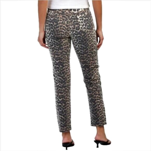 OAT New York Mid Rise Straight Ankle Jeans Leopard Print - Picture 2 of 9